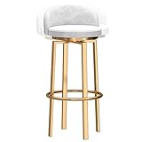DFKGLCRR Taburetes de Bar, Taburetes Giratorios de 360° de Terciopelo, Taburetes Altos Dorados con Respaldos Bajos, Sillas Altas de Cocina para Pub Cafe Bar, 300lbs (White,75cm/30in)