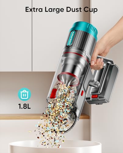 Image of Cordless Vacuum Cleaner, 80Mins 650W /55KPA Self-Standing Vacuum Cleaners for Home, Stick Vacuum with Anti-Tangle Brush, LED Screen, Rechargeable Vacuum for Floor /Carpet /Pet Hair