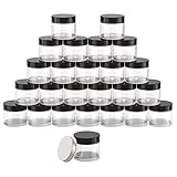 2 oz Clear Round Glass Jars (24 Pack), Empty Cosmetic Containers with Inner Liners and 24 black Lids & 24 Silver Lids for Slime, Beauty Products, Cosmetic, Lotion, Ointments and DIY.1