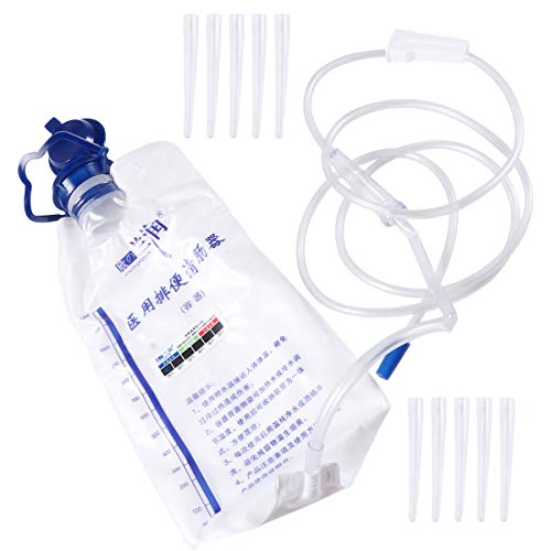 Kit Bolsa Enema Reutilizavel 1200ml com Mangueira de controle de fluxo e 10 valvulas de fluxo descar