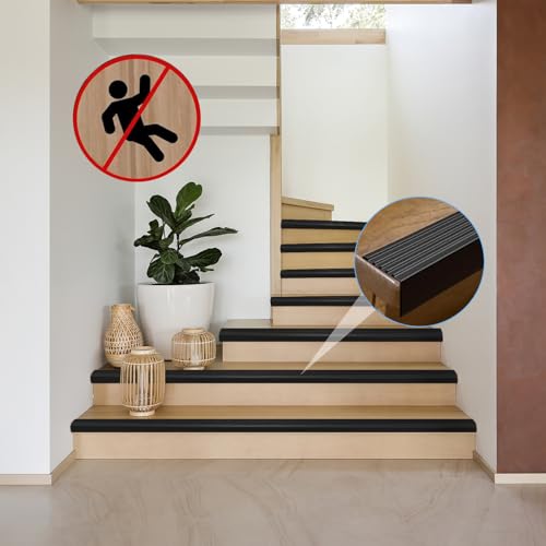 Hengrongshen Treppenkantenprofil Selbstklebend, Treppenstufen Antirutsch, Rutschfest und Wasserdicht, Treppenkantenschutz für Außen und Innenbereich (2m)