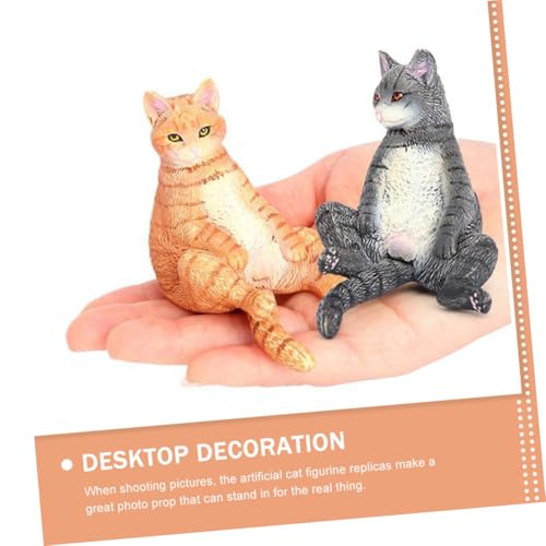 Figurines chat réalistes lot de 2 statuettes miniatures pour décor de maison - 4
