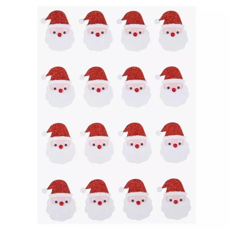 Stickers visage de Père Noël scintillants à paillettes pour carterie et projets de Noël