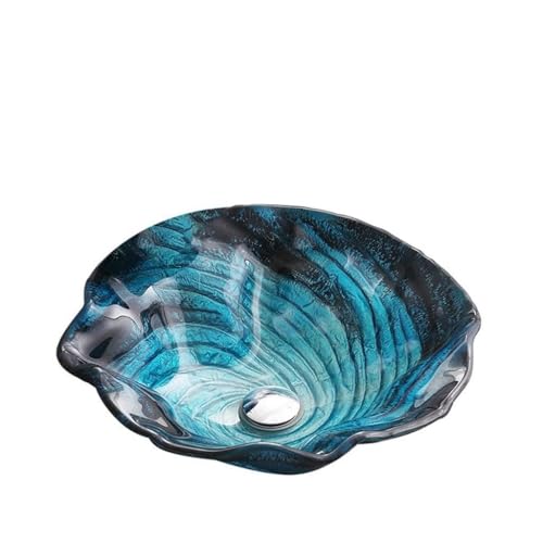 WANSLO Lavabo À Poser Lavabo de Navire de Salle de Bains Lavabo en Verre trempé créatif Lavabo de Salle de Bains Lavabo de Toilettes Hotel Art Desk Lavabo Vanité De Salle De Bain(Sink Only)