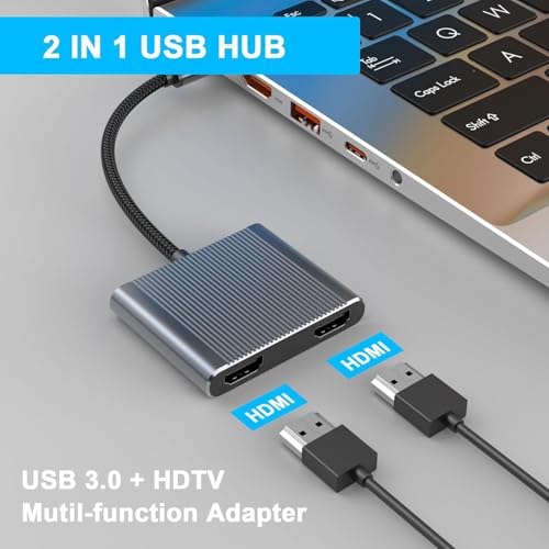 Image of MICROWARE USB C to Dual HDMI Adapter,Dual Monitors Adapter 4K@60Hz Digital Sync Screen Connect Compatible with iPad Pro MacBook Pro, Chromebook Huawei Matebook, Dell XPS Series