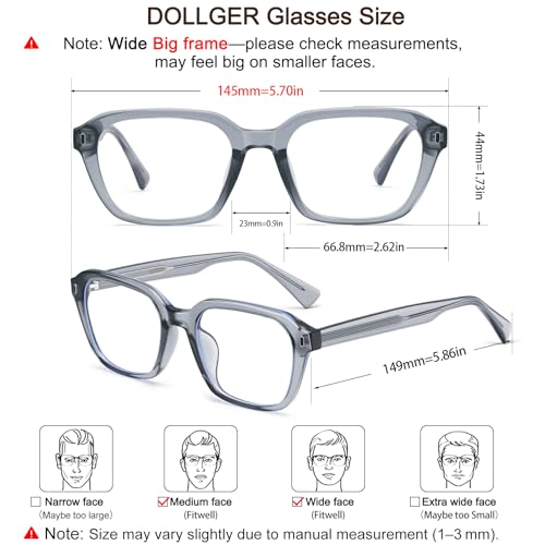 Image of Dollger Blue Light Glasses Men Vintage Thick-Framed Rectangle Non-Prescription, For Computer,Gaming, Phone Use