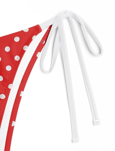 Image of ZAFUL Women's Polka Dot Bikini Set Double Layer Halter Swimsuit Colorblock Side Tie 2 Piece Bathing Suit