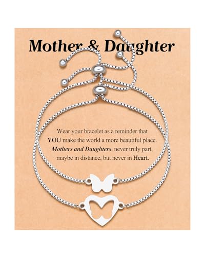 Matching Butterfly Bracelets Mom and Daughter Jewelry Valentines Christmas Birthday Gifts