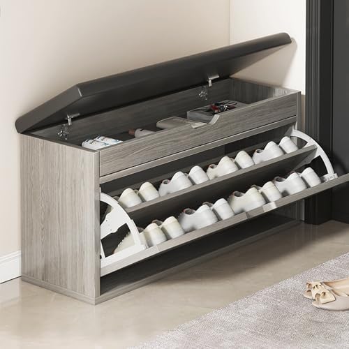 Banc à chaussures design gris idéal pour ranger le salon et la chambre - 2