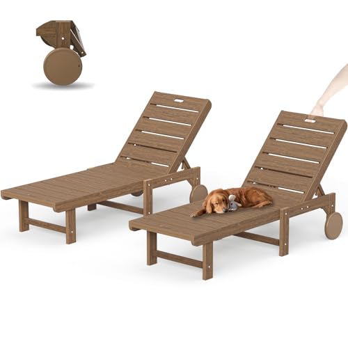 Outdoor Chaise Lounge Chairs Set of 2, 2-Piece, 26.8” Super Wide Lounge Chair Outdoor, HDPS Pool...