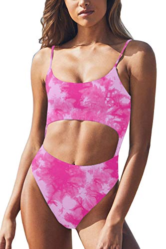 Image of Meyeeka Womens Scoop Neck Cut Out Front Lace Up Back High Cut Monokini One Piece Swimsuit