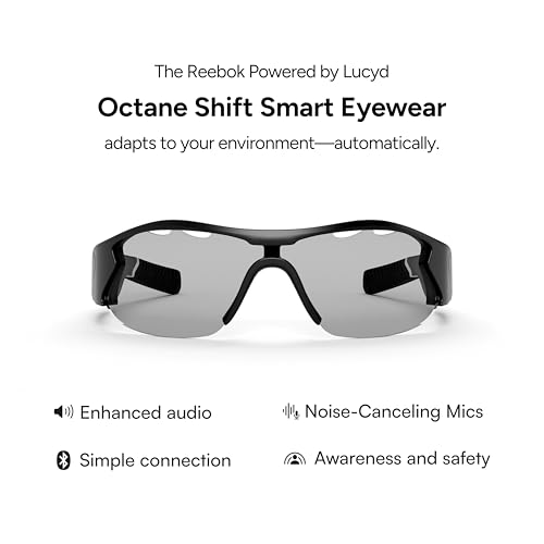 Image of Reebok Octane Shift Smart Eyewear Powered by Lucyd - Photochromic Adaptive Lens - HiFi Bluetooth Sport Glasses