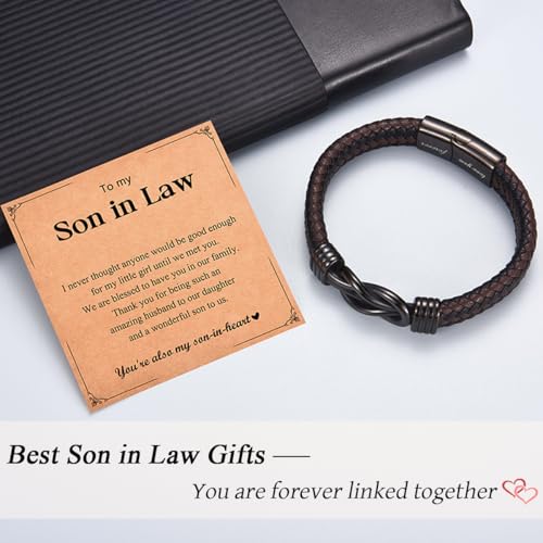 Gifts for New Dad Grandpa Uncle Bonus Son Grandson Brother Nephew Friends, Braided Leather Bracelet, Fathers Day Birthday Valentines Christmas Graduation Gifts for Men Boys3
