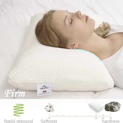 Image of Talatex Premium 100% Natural Talalay Latex Pillow for Side & Back Sleepers | PureFusion Talalay Latex offers Breathable Pressure Relief, Responsive Support, and a Removable, Washable Tencel Cover