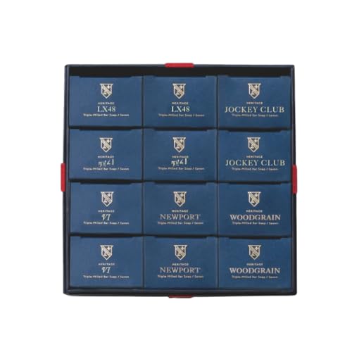 Image of Caswell-Massey Natural Bar Soap for Men, Moisturizing Body Soap Bar for All Skin Types, Made with Essential Oils & Plant-Based Formula for Soft Skin, 4 Heritage Scents, 12 Bars x 5.8 oz Gift Set