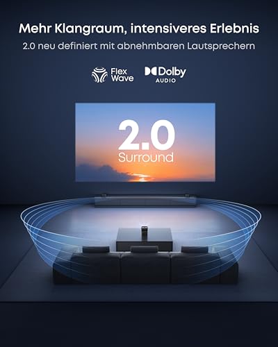 soundcore Nebula P1|Beamer klein mit abnehmbarem Lautsprecher und integriertem AV-System, 650 ANSI Lumen, 1080p, 2.0 Surround Sound, Dolby Audio, 130°-Gimbal, Auto Kalibrierung, max. 180", Google TV – Bild 5