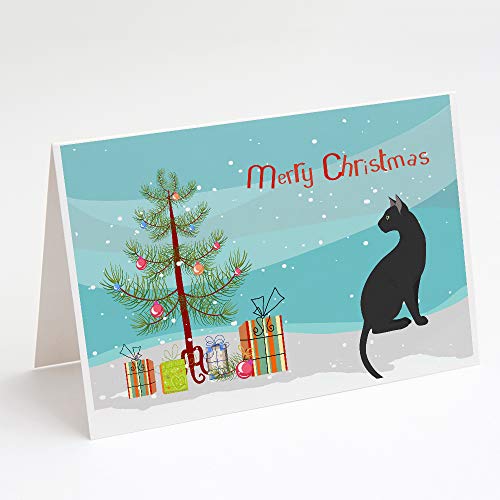 Caroline's Treasures CK4784GCA7P Pantherette Cat Merry Christmas Greeting Cards and Envelopes Pack of 8 Blank Cards with Envelopes Whimsical A7 Size 5x7 Blank Note Cards