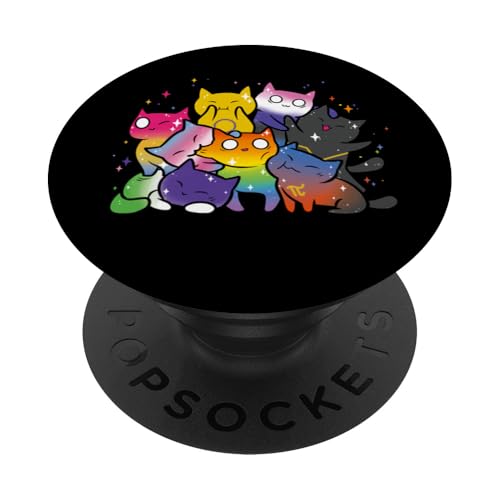 Pure Polyamory Cat Pride LGBTQ Designs Kawaii LGBT Cat Pride Intersex Genderfluid Gay Purride PopSockets Klebender PopGrip für Smartphones in Multicolored