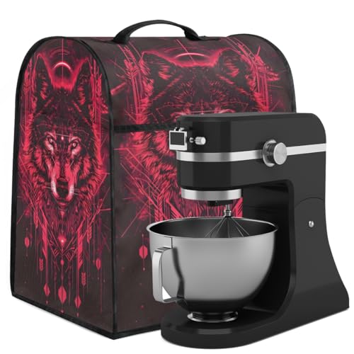 Coffee Maker Cover Red Black Wolf Kitchen Appliance Covers Small Appliance Covers Blender Cover Juicer Cover Dust Covers for Kitchen Appliances with Top Handle and Pockets,Washable,B338