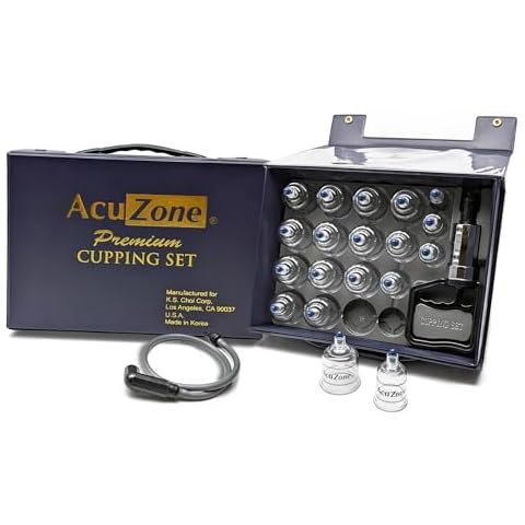 AcuZone Premium 19 Pcs Plastic Cupping Set with Extension Tube Cover
