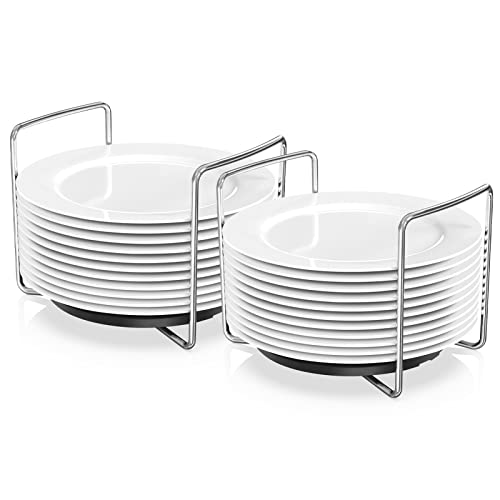 Piconico Plate Holder for Kitchen Drawer - Bamboo Dish Racks for Kitchen Counter, Stainless Steel Plate and Bowl Organizer for Cabinet, RV, Countertop (Black-2S) by Piconico - Used condition - US$20.14