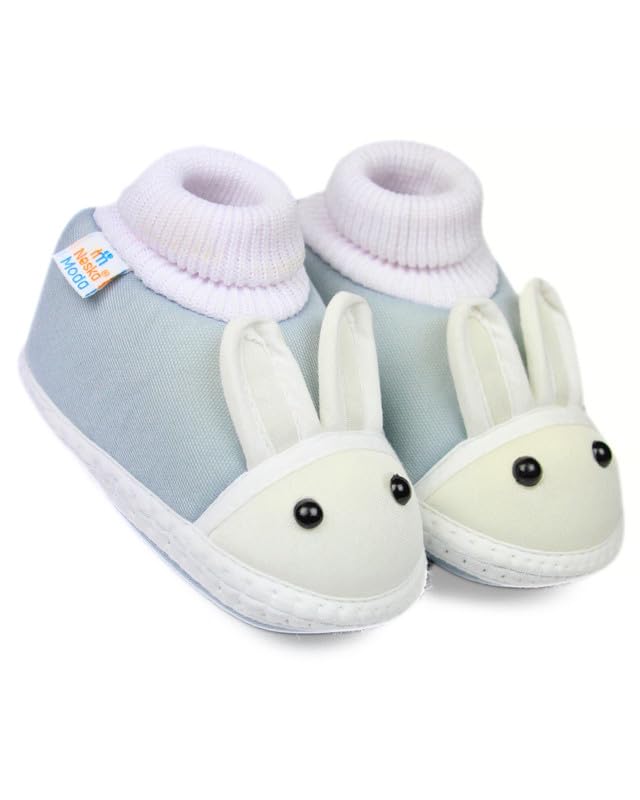 6 To 12 Months Baby Boys & Baby Girls Cotton Rabbit Face Slip-On Booties