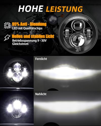 CO LIGHT 1pc 7 Zoll Motorrad LED Scheinwerfer, rund, mit Fern-/Abblendlicht, für Motorräder