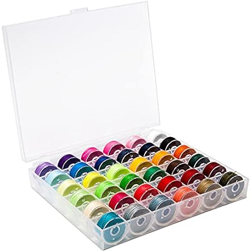 BetyBedy 36Pcs Pre-Wound Sewing Bobbins with Case, Standard Assorted Colors