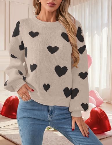 Image of Libsorge Womens Valentine Heart Sweater 2026 Valentines Day Trendy Cute Oversized Long Sleeve Pullover Sweaters