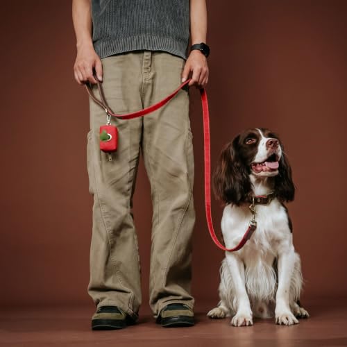 Image of Personalized PU Leather Dog Collars, Quick Release Buckle, Red,L