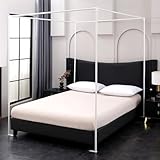 Beyeutao Himmelbett Gestell Weiß Himmelbett Stange B100 × L200×H200 cm Bettvorhangrahmen mit Füßen Bed Canopy Frame Vier Poster Bettrahmen Betthimmel Pole Design Für Bett