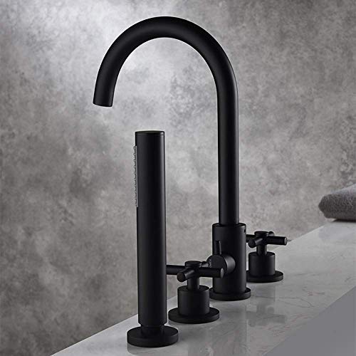 Robinet de baignoire avec douche à main double manche terrasse laiton - 2