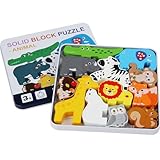 Shinse 型はめパズル かたはめ 木製パズル 形合わせ はめ込み おもちゃ 3 4 5 6歳 子ども 幼児 モンテッソーリ 早期開発 知育玩具 指先あそび 数字・形・図形認識 男の子 女の子 収納可能 (動物)