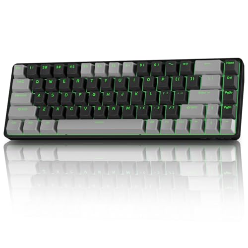 Image of TMKB T68 60% Wireless Mechanical Gaming Keyboard, Tri-Mode BT5.0 /2.4GHz /USB-C with Clicky Blue Switch, RGB Backlight, Anti-Ghosting, Compact 68 Keys, Wired /Wireless, Gray /Black