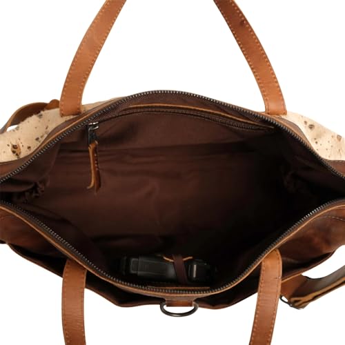 Image of STS Ranchwear Serengeti Amelia Durable Secure Versatile Leather Multi-Bag with Baby, Cream Cowhide /Leopard Print /Brown