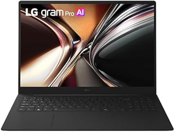 LG gram Pro 16-inch Thin and Lightweight Dual AI Touchscreen Laptop Computer, Windows 11 Home, Copilot+ PC, Intel Core Ultra 7 355, 16GB RAM, 1TB SSD, Obsidian Black