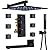 KATAIS Thermostatic Shower System Matte Black Shower Fixtures 12 Inch Wall Mounted Full Body Shower System with Tub Spout, 4 Way Shower Faucet with 6 PCS Body Jets, Handheld Shower