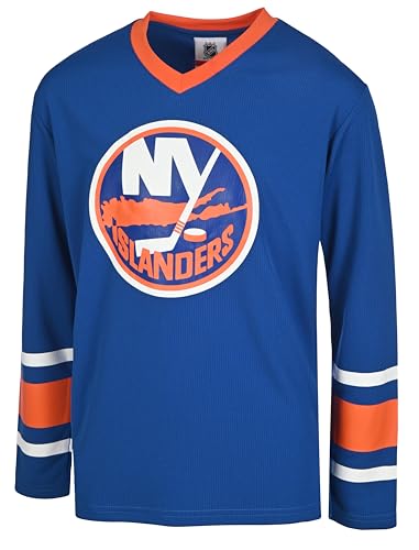 NHL Kids Youth 4-20 Official Power Play Long Sleeve Team Jersey (US, Numeric, 14, 16, New York Islanders - Blue, New York Islanders)