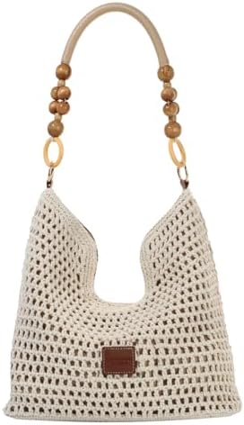 Crochet Tote Bag for Women, Summer Mesh Beach Aesthetic Knitted B...