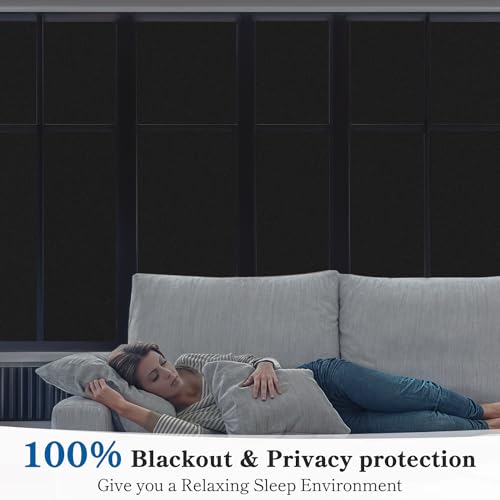 DUOFIRE Blackout Window Film Sun Blocking White Black Window Privacy Film Non Adhesive Static Cling Removable Windows Tint Anti -Glare Day Sleep Windows Tinting Films for Home, Office(17.4 x 78.7 in)