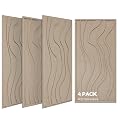 BUBOS 4 Pack Large Acoustic Panels, Total-Size 47.2 x 23.6 Inches Soundproof Wall Panels, Decorative Sound Panels, Self-Adhesive Acoustic Wall Panels for Recording Studio, Home&Office (Camel, 4 Pack)