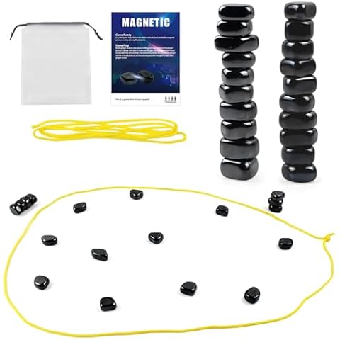 LANPANGZI Magnetic Strategy Game Set with 20 Black Magnetic Pieces, Yellow Rope, Storage Bag, Party Game for 2 Players, Tabletop Entertainment (20 Packs) Cover