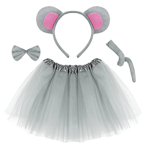 Disfraz infantil gris de ratón con tutu y accesorios miniatura 1