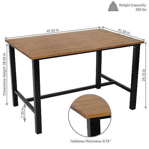 Sunnydaze 4-Person Solid Wood Rectangle Patio Dining Table - for Indoor or Outdoor Use - 47.25