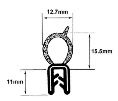 Seal Rubber C002-16F Vertical Bulb Trim Seal Bulb Diameter: 0.5 Inch Grip Range: 0.039 Inch To 0.14 Inch thumb #2