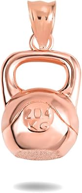 Kettlebell Weightlifting Fitness Gym Pendant Necklace Fine Real Solid 14Kt Gold