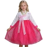 XSDZSWQY Girls' Hanbok Traditional Parties Role-Playing White+Red 5-6Y