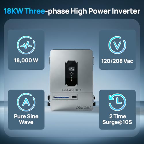 Image of ECO-WORTHY Liber 18KT Off-Grid Three-Phase Inverter, 28.8KW PV Input & 18KW 120 /208Y Vac Output,360A Charge /Discharge Current for Farm /Workshop /Factory
