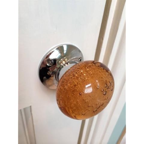 Large Amber Contemporary Bubble Glass Door Knobs Cover