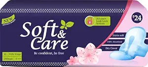 Soft & Care Sanitary Pads Regular Size (Pack of 6) Combo of 10 Packets, Count 60